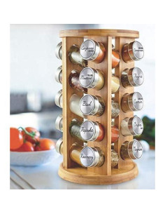Estante de Especias Orii 20 Tarros de Bambú Rotativo 2