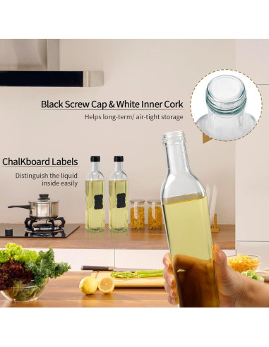 Set 4 Botellas Dispensadoras de Aceite BAKHUK 500ml Vidrio