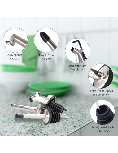 Set 4 Botellas Dispensadoras de Aceite BAKHUK 500ml Vidrio