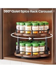 Organizador de especias giratorio SNTD 2 niveles 25,4 cm negro 2