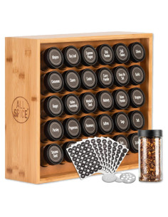 Organizador de especias AllSpice con 30 frascos de 4 oz