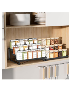 Organizador de Especias Expandible BOIVSHI 3 Niveles Metal Negro