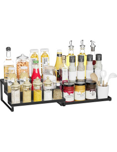 Organizador de Especias Expandible BOIVSHI 3 Niveles Metal Negro 2