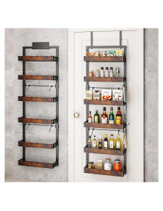 Estante colgante de puerta bukfen 6 niveles madera y metal