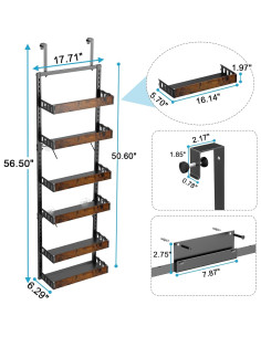 Estante colgante de puerta bukfen 6 niveles madera y metal 2