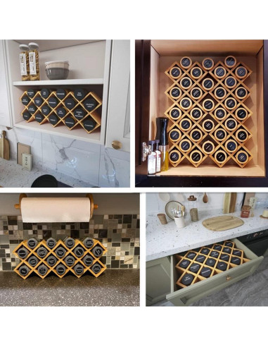 Organizador de Especias de Bambú Kylinbigda Cruzado 18 Frascos