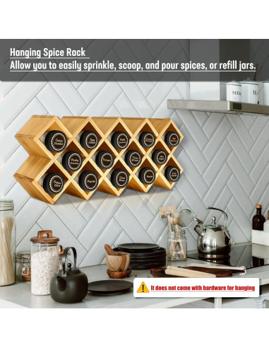 Organizador de Especias de Bambú Kylinbigda Cruzado 18 Frascos