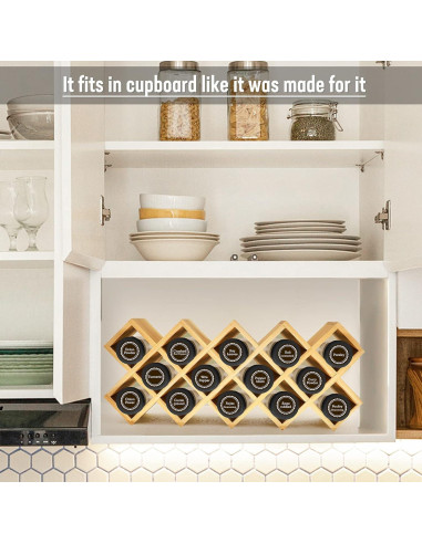 Organizador de Especias de Bambú Kylinbigda Cruzado 18 Frascos