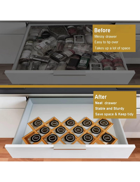 Organizador de Especias de Bambú Kylinbigda Cruzado 18 Frascos Organizador de Especias de Bambú Kylinbigda Cruzado 18 Frascos