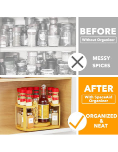 Organizador de especias giratorio SpaceAid 2 niveles bambú 2