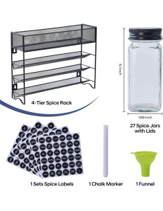 Organizador de Especias Fiwence con 27 Frascos y Etiquetas 2
