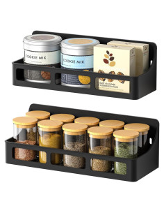 Estante Magnético para Especias Jewem, Paquete de 2, Negro