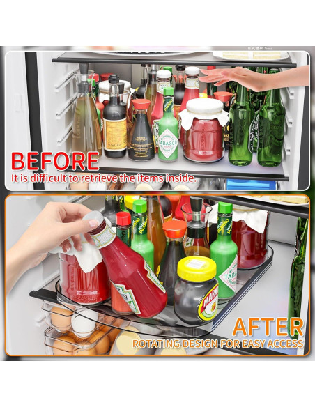 Organizador de Refrigerador Yieach 40x30 cm Rotativo 360 Organizador de Refrigerador Yieach 40x30 cm Rotativo 360