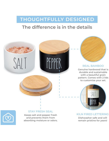 Juego de Tazones de Cerámica para Sal y Pimienta Heartland