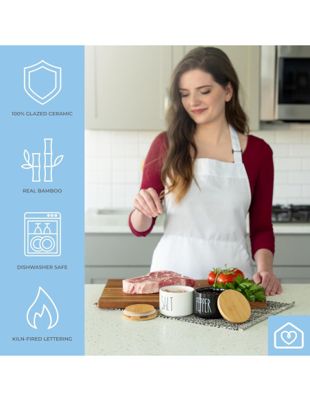 Juego de Tazones de Cerámica para Sal y Pimienta Heartland