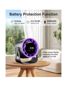 Ventilador de escritorio MuliVid recargable USB 100 velocidades 2