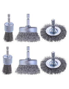 Juego de 6 Cepillos de Alambre Rocaris para Taladro 1/4"