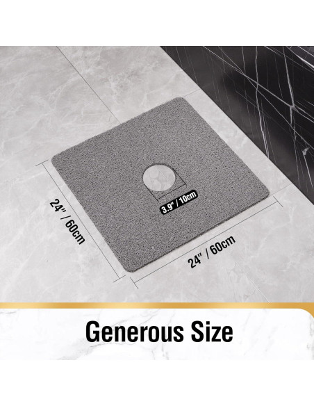 HITSLAM Alfombrilla de Ducha Antideslizante 60,96x60,96cm Gris