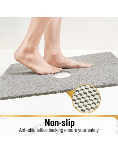 HITSLAM Alfombrilla de Ducha Antideslizante 60,96x60,96cm Gris