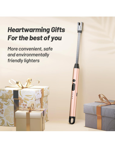 Encendedor Eléctrico AJIJING Oro Rosa Recargable USB Tipo-C