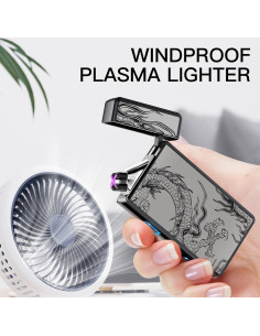 Encendedor Eléctrico Recargable USB TOPKAY Dragón Negro 2