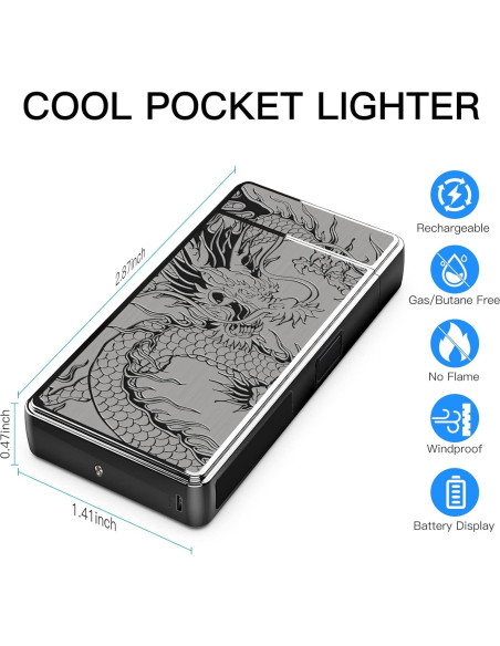 Encendedor Eléctrico Recargable USB TOPKAY Dragón Negro