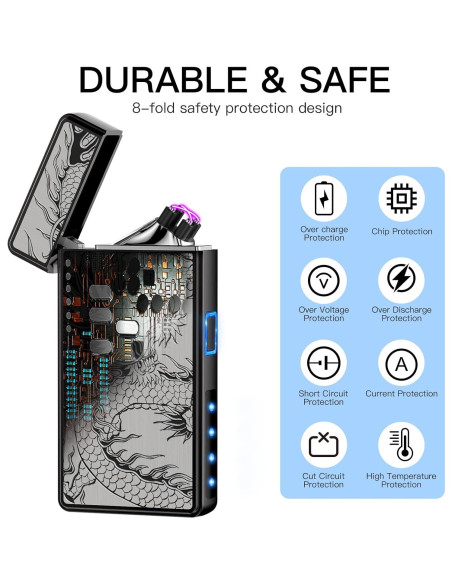 Encendedor Eléctrico Recargable USB TOPKAY Dragón Negro