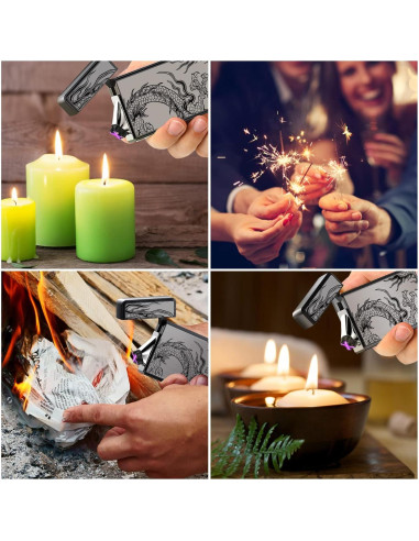 Encendedor Eléctrico Recargable USB TOPKAY Dragón Negro