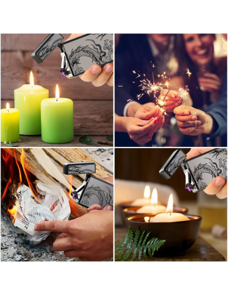 Encendedor Eléctrico Recargable USB TOPKAY Dragón Negro