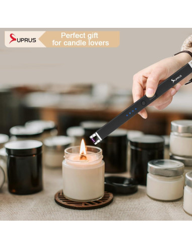 Encendedor Eléctrico Recargable SUPRUS Negro a Prueba de Viento