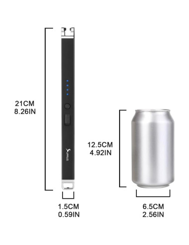 Encendedor Eléctrico Recargable SUPRUS Negro a Prueba de Viento