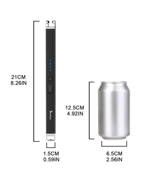 Encendedor Eléctrico Recargable SUPRUS Negro a Prueba de Viento