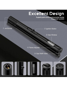 Encendedores LcFun Pack 2 Recargables Butano Jet Ajustable 2