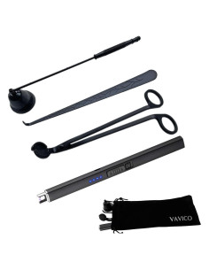 Kit de Cuidado de Velas VAVICO: Trimmer, Apagador y Encendedor