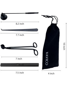 Kit de Cuidado de Velas VAVICO: Trimmer, Apagador y Encendedor 2