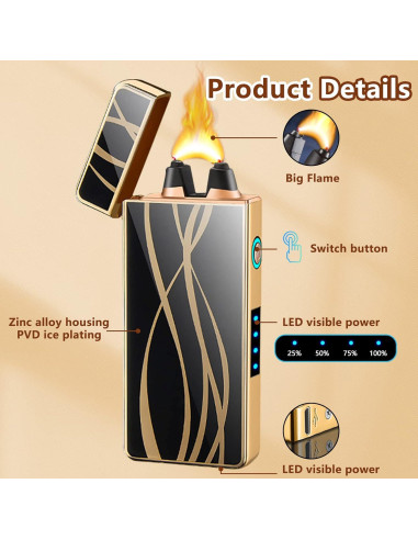 Encendedor Eléctrico RSBYE HT819 Recargable USB Aerodinámico