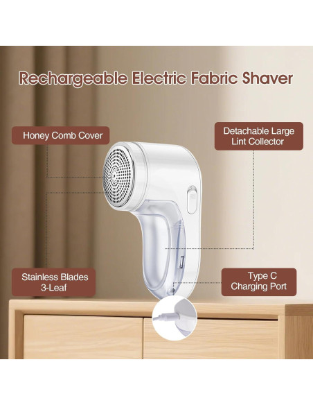 Afeitadora de tela eléctrica recargable 198g para ropa