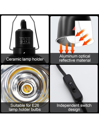 Lámpara de Reptiles MECESOR 5.5" Regulable con Doble Fijación