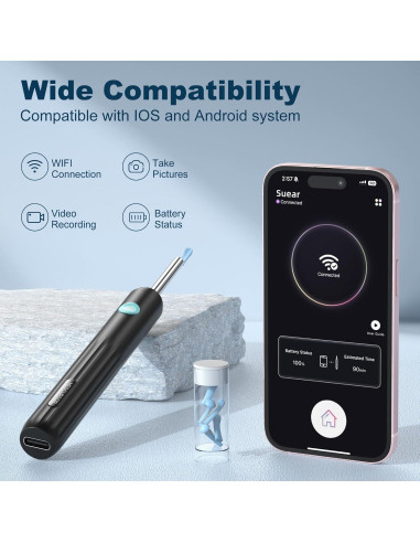 Medcursor Limpiador de Oídos con Cámara HD 1080P y LED