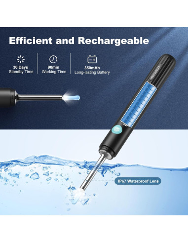 Medcursor Limpiador de Oídos con Cámara HD 1080P y LED