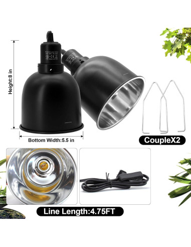 Lámpara de Reptiles MECESOR 5.5" Regulable con Doble Fijación