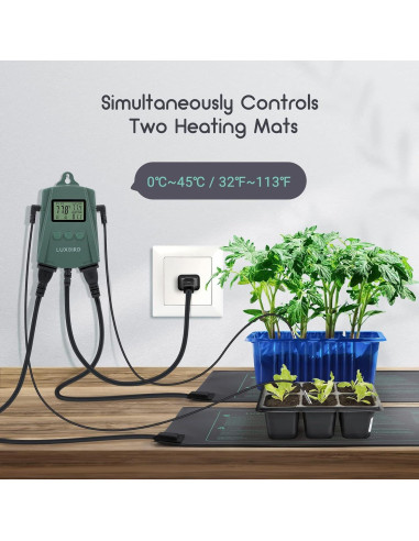 LUXBIRD Combo 2 Pack Alfombrilla Térmica 25.4x52.7cm y Termostato