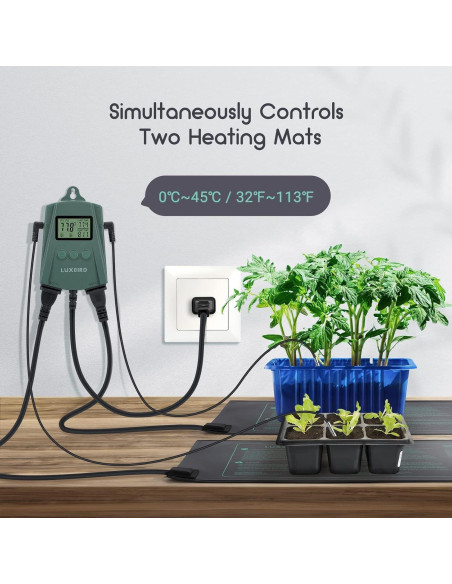 LUXBIRD Combo 2 Pack Alfombrilla Térmica 25.4x52.7cm y Termostato