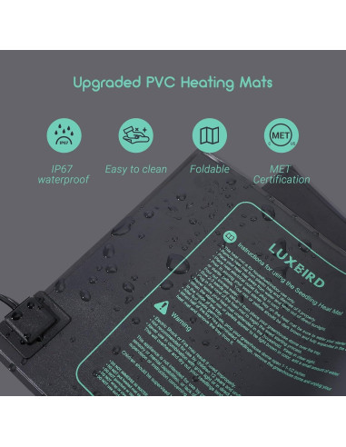 LUXBIRD Combo 2 Pack Alfombrilla Térmica 25.4x52.7cm y Termostato