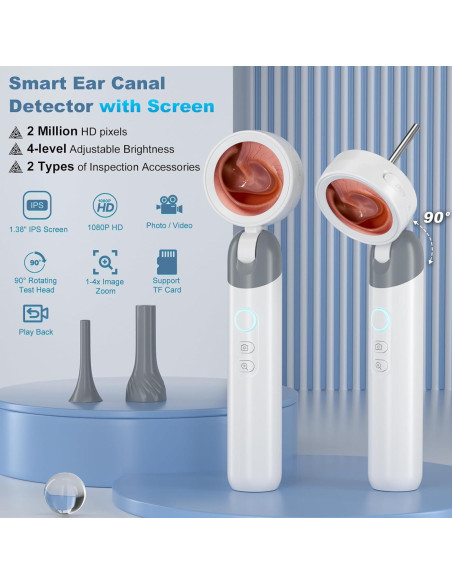 Otoscopio Inalámbrico HD 1080P con Pantalla IPS 1.38"