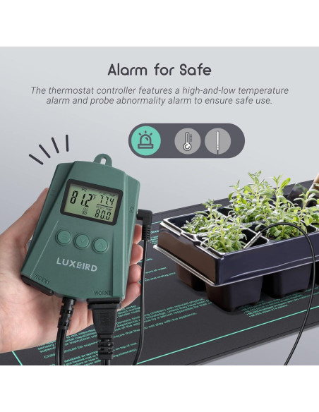 LUXBIRD Combo 2 Pack Alfombrilla Térmica 25.4x52.7cm y Termostato