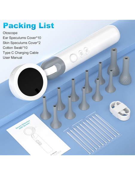 Otoscopio Inalámbrico HD 1080P con Pantalla IPS 1.38"