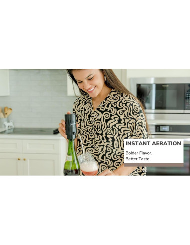 Aerador de Vino Eléctrico Shelvin Negro con Tapón al Vacío