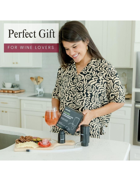 Aerador de Vino Eléctrico Shelvin Negro con Tapón al Vacío