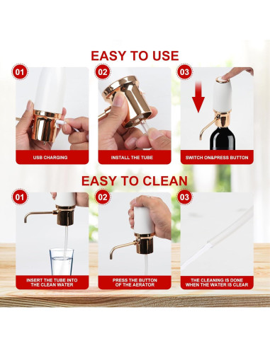 Aerador de Vino Eléctrico Resome Oro 750ml Portátil